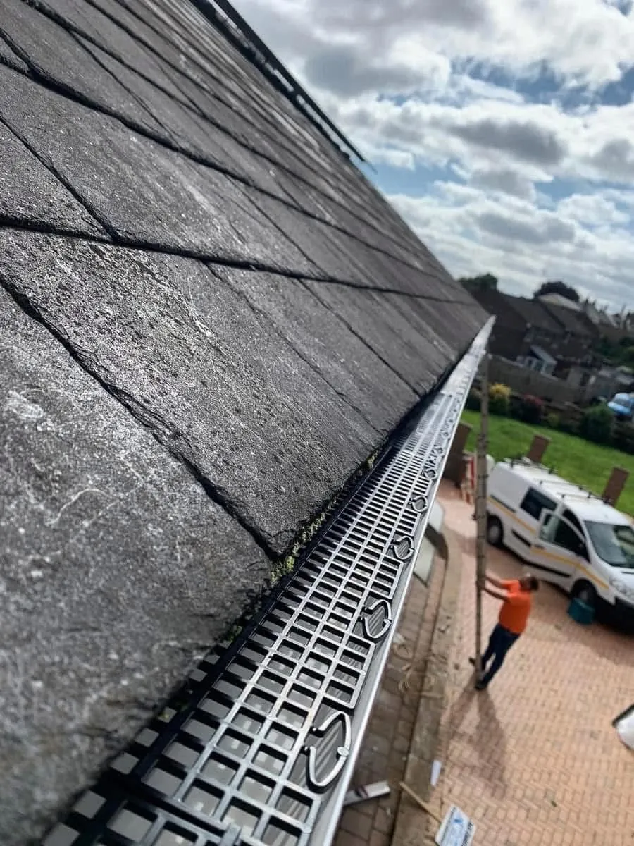 Gutter guard fitted on a slate roof in Newquay